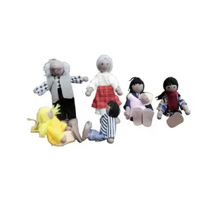 African Puppet Doll Family with 7 people Joint Movable 7 Figures Doll Toy for Girls Toddler Kids Dollhouse Accessories Toys