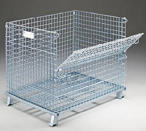 سلة أسلاك معدنية للخدمة الشاقة مع عجلات قابلة للطي صندوق تفريغ لعرض التجزئة للتخزين - Product Image 1