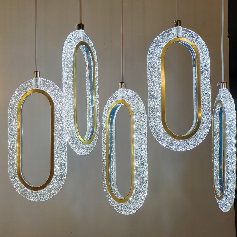 New Creative Wedding Stars and Moon Hanging String Acrylic Oval Ceiling Wedding Hall Hotel Decoration Lamps Crystal Lights