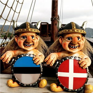 Ensemble d'aimants de réfrigérateur en résine faits à la main, style nordique viking, drapeaux de Norvège, Suède, Danemark, Estonie, <span class=keywords><strong>Islande</strong></span>, souvenir, figurine de troll, décoration - Product Image 1