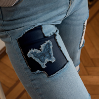 Patch brodé papillon bleu en jean à franges, thermocollant et à coudre, pour vestes, jeans, sacs fourre-tout, chapeaux, sacs à dos, décoration de vêtements DIY
