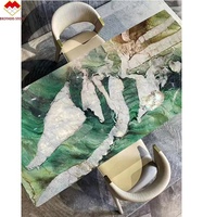 Ensemble table basse en marbre moderne et luxueux en forme de goutte Bureau ovale en quartzite vert bordeaux botanique du Brésil pour la cuisine et l'hôtel