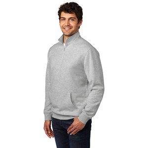 Sweat-shirt d'hiver chaud à col zippé uni, en tissu polaire épais de haute qualité, directement de l'usine, pour hommes - Product Image 1