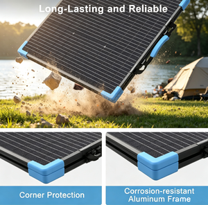 Panneau solaire pliable 100W, efficacité 25%, 19% plus léger, étanche IP67 avec supports robustes pour camping-car, camping et utilisation hors réseau - Product Image 4
