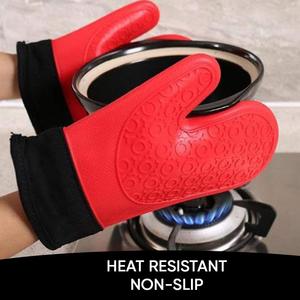 High Quality <b>Silicone</b> Oven Mitts with Dots Heat Protection <b>Gloves</b> for Kitchen Microwave Oven - Product Image 6