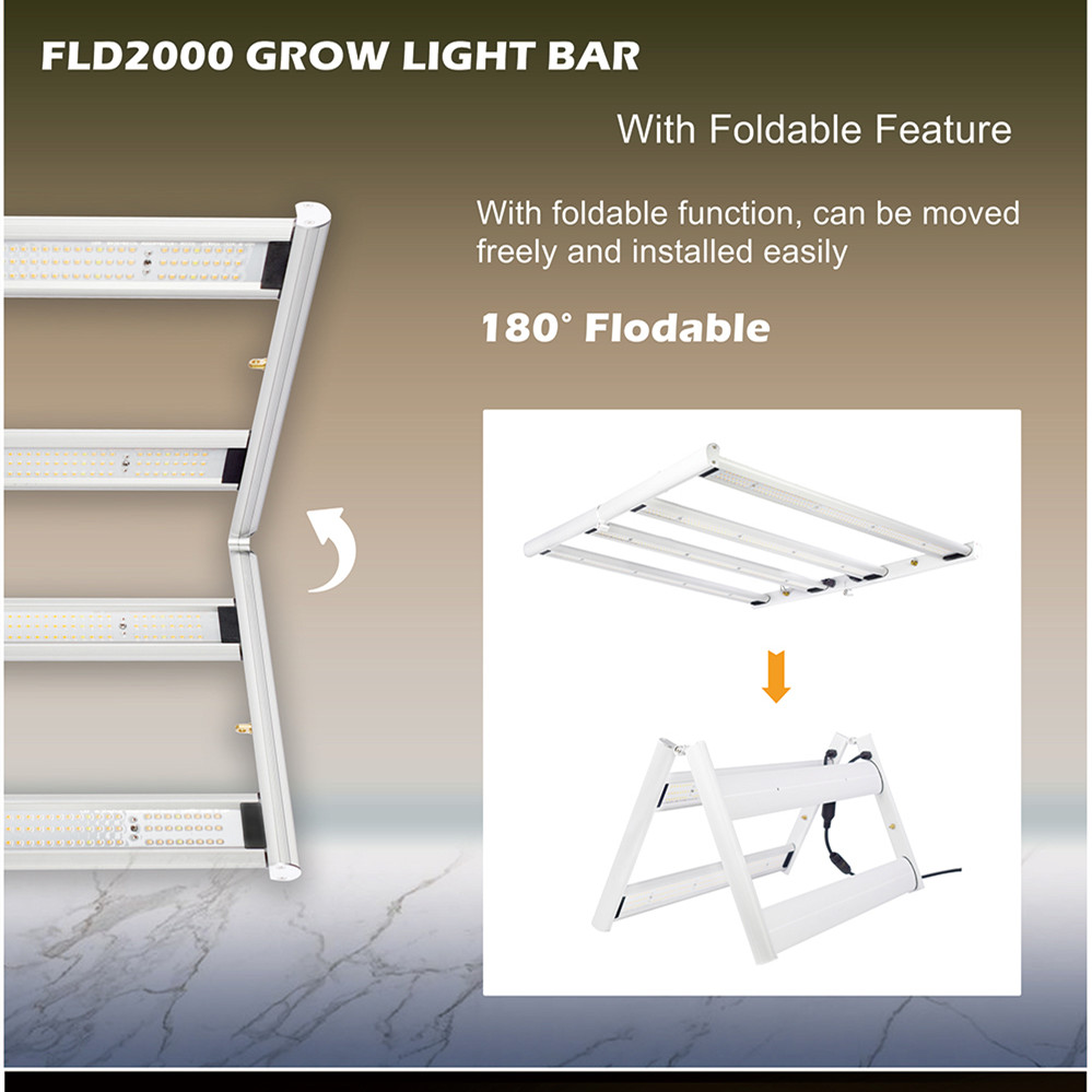 2021 foldable FLD2000 LED grow light bars 3000K 5000K 660nm red led 240W led full spectrum grow light for indoor plants