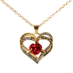 Set di Gioielli da Sposa di Lusso con Orecchini a Cuore, Collana con Ciondolo, Dolce Amore, per Donne, Collana con Ciondolo a Forma di Rosa - Product Image 6