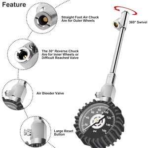 2.5 इंच का टायर दबाव गेज डबल हेड एयर चक डायल - Product Image 4