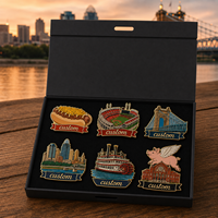Großhandel Maßgefertigte Cincinnati Emaille-Pin Geschenkbox Coney Baseball Stadion Anstecknadel Reise-Souvenir Ohio River Kultur Abzeichen-Set