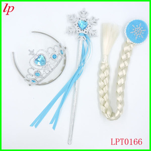 Frozen Crown With Snowflake Wand And Braids Set Blue For Costume Props LPT0166 - Product Image 1