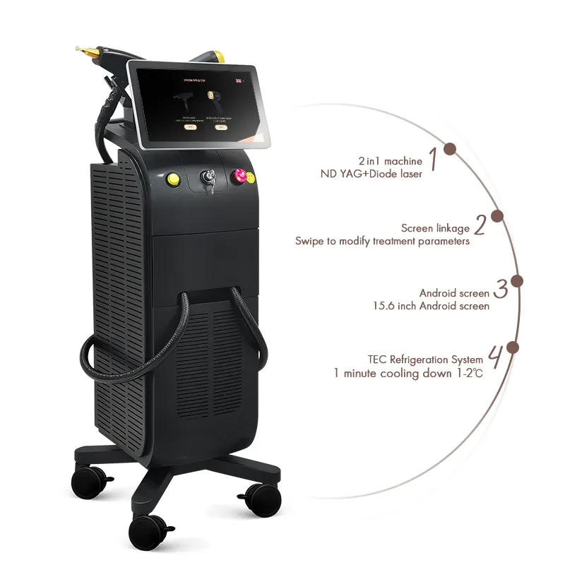 Laser Beauty Apparatuur Professionele 755 808 1064 Diode Laser Ontharing Machine Nd Yag Q Switched Tattoo Verwijdering Laser