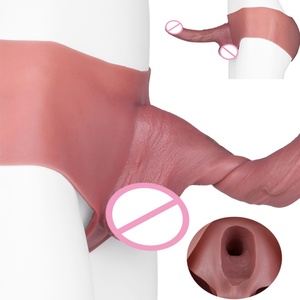 Wholesale SXXY Realistic Hollow Strap on <b>Dildo</b>,Silicone Cock Enlarger Penis Extension Sleeve, G-Spot Stimulator Sex Toys for Men - Product Image 1