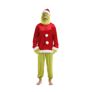 Masque de Noël <span class=keywords><strong>Grinch</strong></span> en latex à fourrure verte, taille unique, pour voleur, costume de <span class=keywords><strong>film</strong></span> d'Halloween - Product Image 5