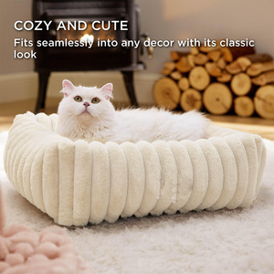 Nueva cama bonita para perros, camas grandes lavables para perros, camas ortopédicas de pana de lujo para perros pequeños y medianos rectangulares peludos - Product Image 3