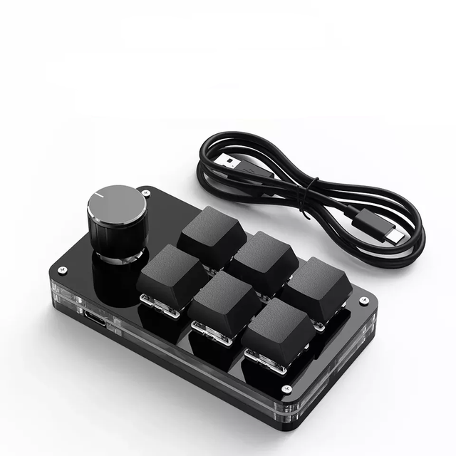 Macro Mechanical Keyboard 6keys RGB Backlit Mini OSU Keyboard with Knob ,Professional HID Programmable Macro Keypad for Gaming