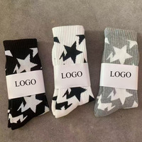 Chaussettes de sport respirantes en tricot pour homme, avec motif étoile jacquard, emballage personnalisé, collection automne