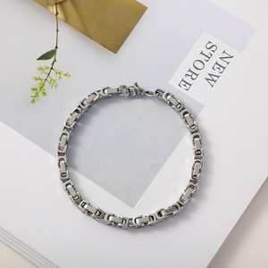 Bracelet chaîne tendance en acier titane, blocs géométriques irréguliers, bijoux unisexe - Product Image 3