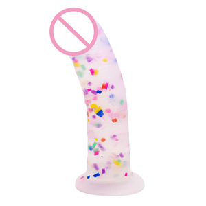 Dildo vibrant en silicone souple, style américain, avec ventouse transparente, pour femmes - Product Image 1