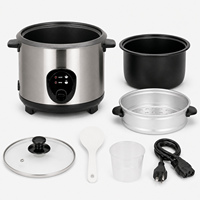 Cuisinière à riz électrique multifonctionnelle cylindrique intelligente en acier inoxydable 0,6L-2,8L avec cuve intérieure antiadhésive en aluminium pour hôtels et foyers