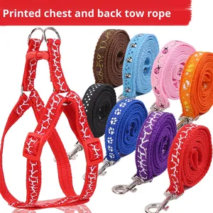Harness Hewan Peliharaan Merek CAY Bahan Nilon dengan Bantalan, Pola Cetak, Pita, Perlengkapan Jalan-Jalan Anjing Kucing yang Modis, Anti-Ledakan, dan Tahan Tarikan - Product Image 4