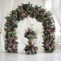 H-975 Arche florale artificielle en soie, nouveau style très demandé, avec feuillage de roses multicolores aux tons verts, pour mariage en extérieur