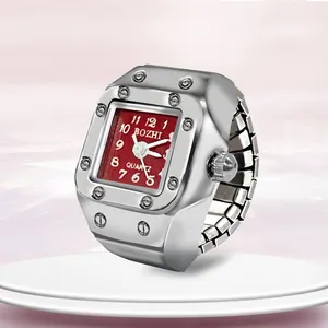 Jam tangan jari kecil minimalis Vintage, arloji cincin Dial Quartz elastis dapat disesuaikan, cincin arloji Mini baja
