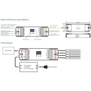 DA4-<span class=keywords><strong>L</strong></span> 4 canaux 5A 12-48VDC tension constante DALI LED gradateur DALI <span class=keywords><strong>adresse</strong></span> LED contrôleur PMW gradation DALI contrôleur - Product Image 4