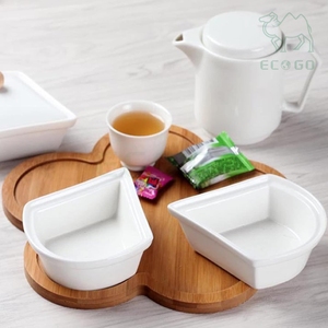 Restaurant <b>Flower</b> Shape Party Nut Candy <b>Sweets</b> Snacks Bamboo Food Serving Platter Ceramic Bowl Serving Tray Luxury - Product Image 3