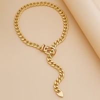 Collier Hip Hop plaqué or avec boucle de ceinture, chaîne cubaine, bijou statement pour femme, style streetwear, cadeau