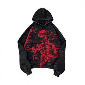 OEM Punk Design Harajuku Streetwear Hoodie <b>Gothic</b> Hip Hop Long Sleeve Winter <b>Jacket</b> for Men and Women Loose Fit Sweatshirt - Product Image 1
