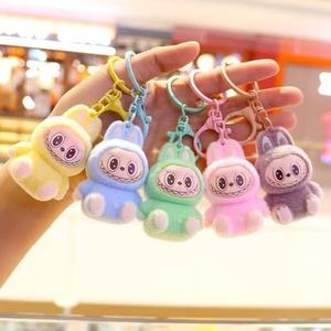 New Creative Eco-Friendly Cartoon Small Animal Keychain Silicone Plush Digital Printing Energetic Rabbit Doll Bag Accessory Gift