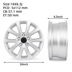 จัดส่งฟรี ล้อแม็กซ์สีเงินขนาด 16 นิ้ว 16X6.5J สำหรับรถยนต์ Volkswagen <span class=keywords><strong>Jetta</strong></span> รุ่นปี 2010 <span class=keywords><strong>2011</strong></span> 2012 2013 2014 2015 2016 2017 2018 - Product Image 4