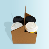 Porte-gobelet à café jetable durable en papier kraft à emporter porte-boisson ondulé bon marché avec poignée livraison de boissons café