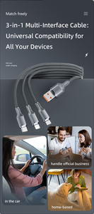 Cable de Carga Rápida 3 en 1 con Trenzado de Nailon, Cable de Datos con Carga Rápida de 3A, Compatible con IOS, Personalización de Banco de Energía para Teléfono Móvil - Product Image 4