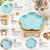MoMoPaw Gamelle surélevée en céramique pour animaux de compagnie, forme fleur, écologique, solide, moderne, étanche, facile à nettoyer