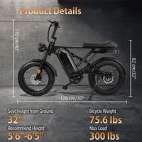 Retro Scrambler Şişman Lastikli Elektrikli Bisiklet 500W Göbek Motoru 48V 10.4Ah Lityum Pil 20 inç Arazi E-bisikleti 7 Vitesli Çift Disk Fren OEM