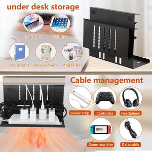 Ensemble organisateur sous le bureau 2 en 1 avec porte-stylo magnétique 2 pinces métalliques <span class=keywords><strong>Support</strong></span> <span class=keywords><strong>de</strong></span> rangement latéral en acier au carbone - Product Image 6