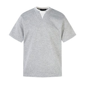 Nouveau T-shirt d'été deux couches deux pièces minimaliste 100 % coton basique à manches courtes coupe classique pour homme imprimé respirant personnalisé - Product Image 6