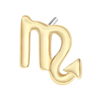Eternal Metal 14K Solid Gold Zodiac Signs SCORPIO Nose Earring Piercing Jewelry Threadless Push In Ends Tops