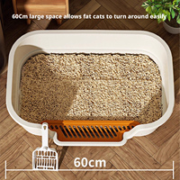 Bac à litière semi-fermé extra-large en polypropylène, facile à nettoyer, capacité de 65 L, anti-éclaboussures, désodorisant, toilette pour chat