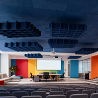 Panneau acoustique suspendu en feutre absorbant insonorisant décoratif pour hôtel moderne 100% polyester
