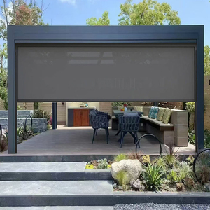 Sang trọng ngoài trời Điện Đường sắt Zip ngang con lăn rèm không ướt Windproof pergola rèm cửa sổ cho ban công sơn tĩnh điện - Product Image 4