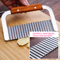 Houten Handvat Wave Sharp Rvs Keuken Groente Wortel Snijden Mes Golvende Randen Crinkle Franse Fry Potato Cutter