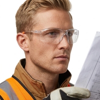 Lunettes de sécurité anti-buée, anti-rayures, anti-poussière et anti-vent avec verres transparents en PC pour la construction et l'industrie, avec logo