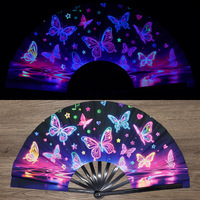 Abanico Plegable de Plástico Reflectante Holográfico con Diseño de Araña, 33 cm de Alto, Abanico de Mano Premium para Fiestas y Festivales
