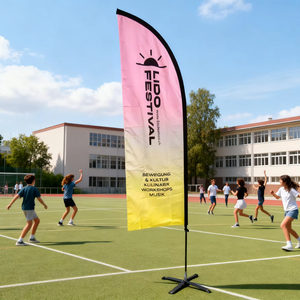 Bandiera aperta spiaggia bandiera personalizzata alta bandiera pubblicitaria bandiera aperta per sublimazione negozio di barbiere bandiera piuma bandiera per promozione negozio e Business - Product Image 1