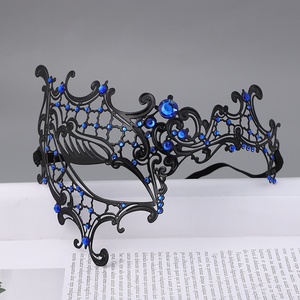 DAMAI Masquerade Mask for Women Metal Diamond Lace Mask Shiny Rhinestone Venetian Party Metal Mask for Halloween Party Decor - Product Image 2