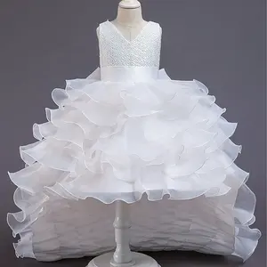 Factory Price Cake Fluffy Lace Flower Girl Dresses Wedding Birthday Pageant Latest Kids Dress