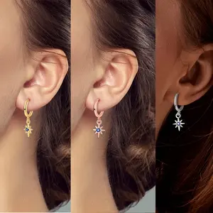 ต่างหูห่วงเงินแท้ 925 ชุบทอง ลายหัวใจวงกลมสีทอง สำหรับทำเครื่องประดับแฟชั่นสวยงามสำหรับผู้หญิง - Product Image 4