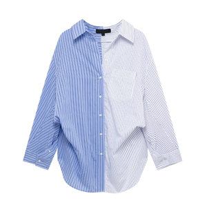 Blusas Casuales para Mujer, Camisas de 2 Colores, con Botones, Manga Larga, Estampado a Rayas, Cuello Camisero, Transpirables, Diseño Vintage, Verano - Product Image 1